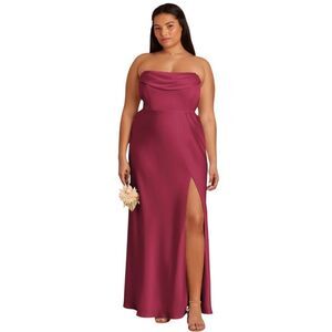 Birdie Grey Mia Satin Red Burgandy Berry Bridesmaid Dress